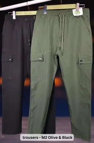 5 pocket cargo trousers - Black & Olive